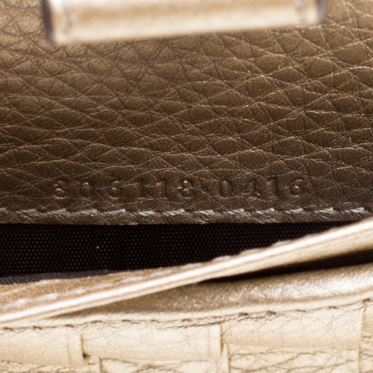 Pre Owned Gucci Metallic Beige Leather Soho Travel Document Case