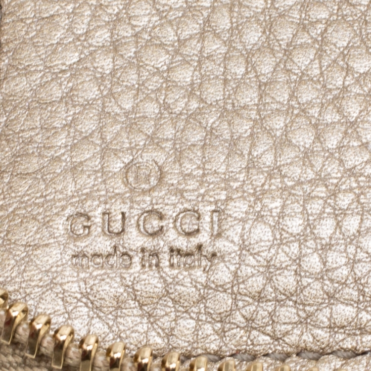 Pre Owned Gucci Metallic Beige Leather Soho Travel Document Case