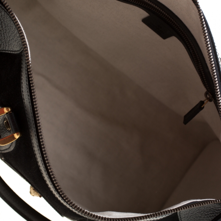 Pre Owned Gucci Black Suede and Leather Duffle Bag 