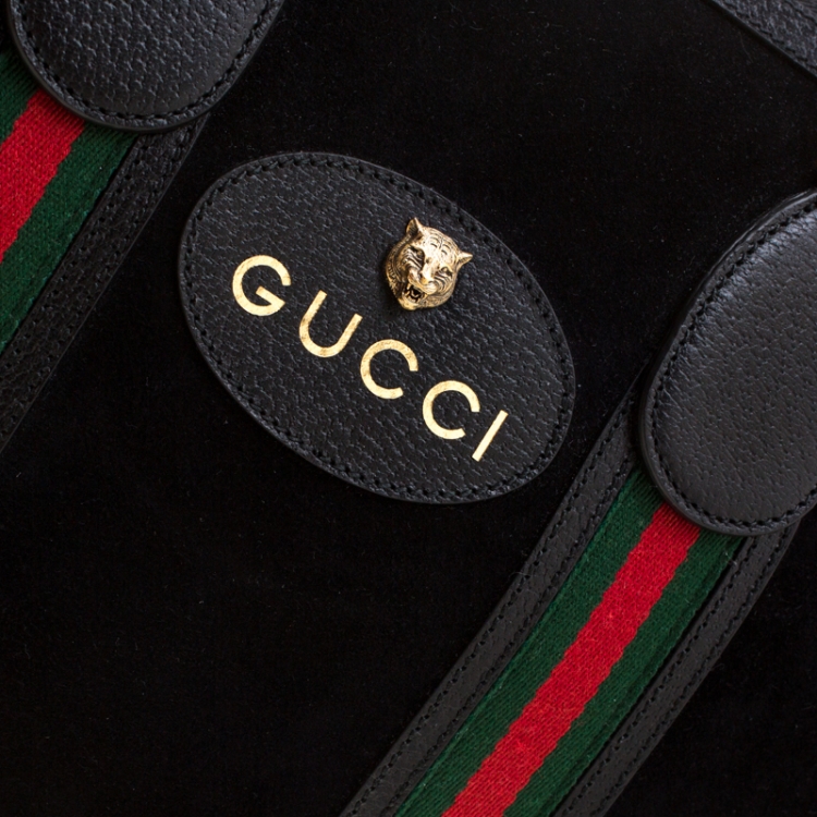 Pre Owned Gucci Black Suede and Leather Duffle Bag 