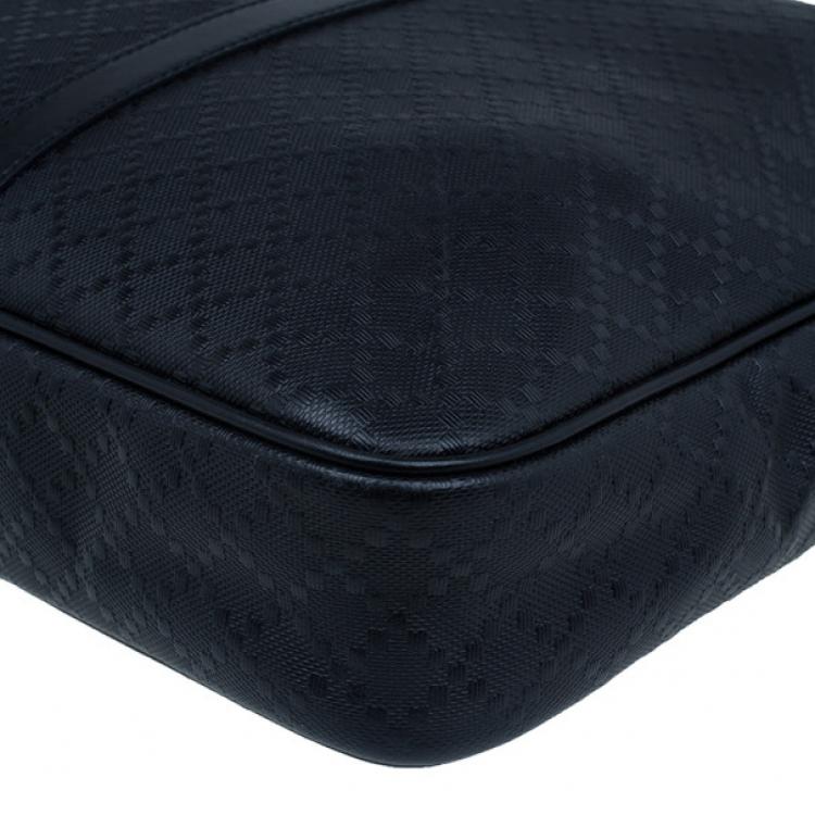 Pre Owned Gucci Black Guccissima Leather Laptop Bag