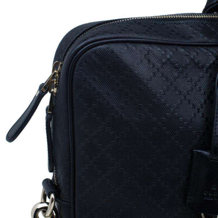 Pre Owned Gucci Black Guccissima Leather Laptop Bag