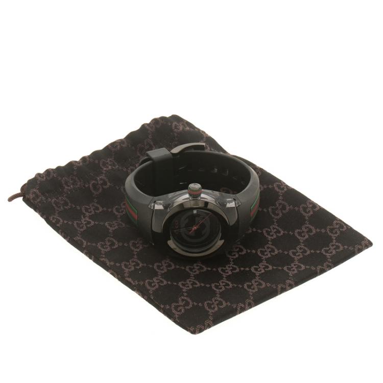 Pre Owned Gucci Black Transparent Nylon Sync Women's Wristwatch 35 mm