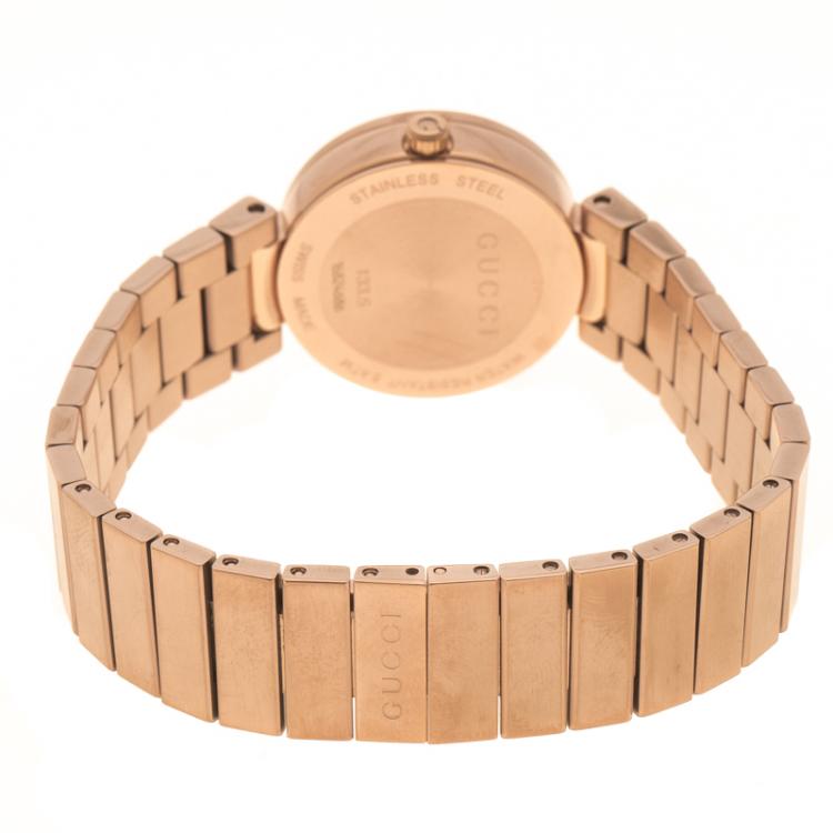 Pre Owned Gucci Interlocking Mother of Pearl Rose Gold Plated Stainless Steel 133.5 Women's Wristwatch 29 mm