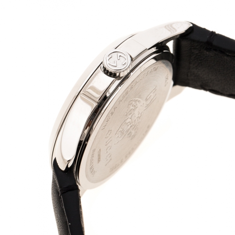 Pre Owned Gucci Silver White Stainless Steel G-Timeless 126.5 Women's Wristwatch 27 mm
