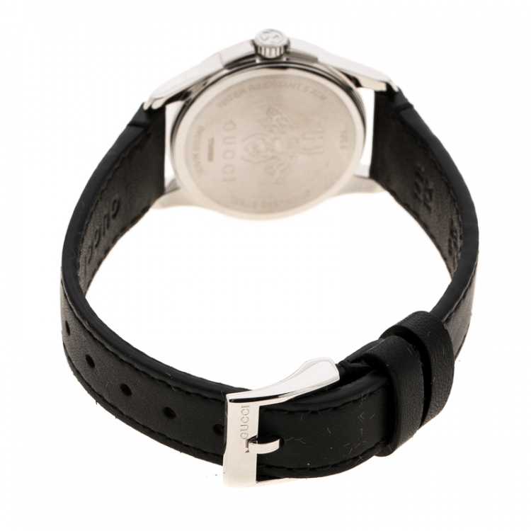Pre Owned Gucci Silver White Stainless Steel G-Timeless 126.5 Women's Wristwatch 27 mm
