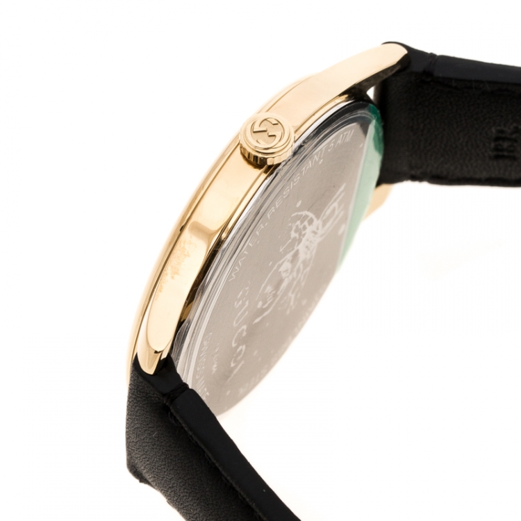 Pre Owned Gucci Mother of Pearl Gold Plated Stainless Steel G-Timelss 126.4 Women's Wristwatch 36 mm