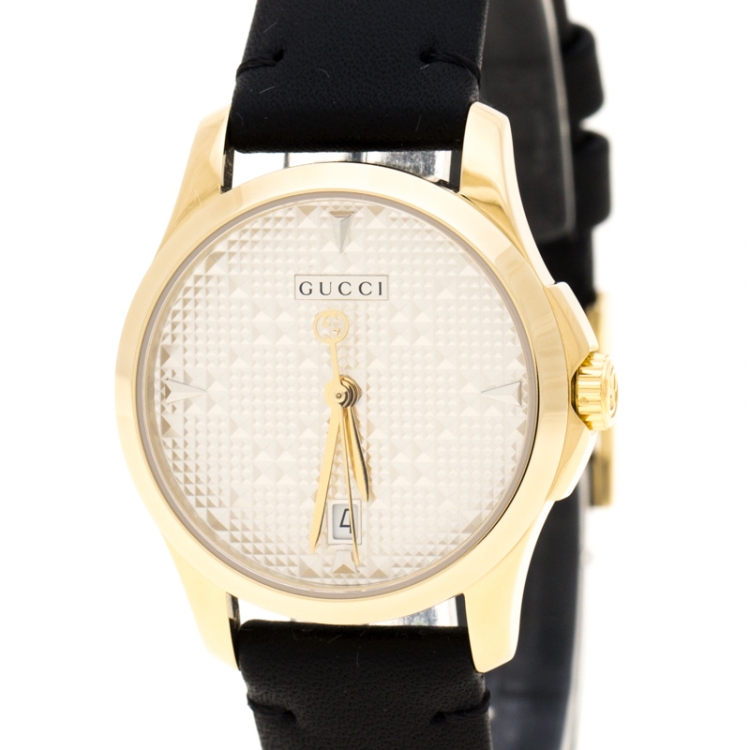 gucci g stainless steel and gold plated ladies watch