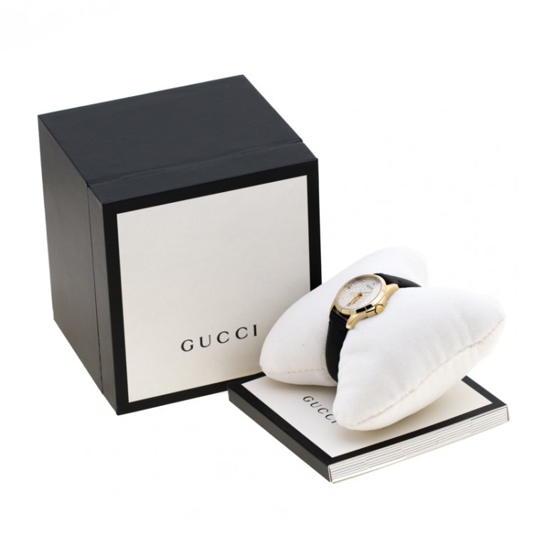 Pre Owned Gucci Silver Gold Plated Stainless Steel G-Timeless 126.5 Women's Wristwatch 27 mm