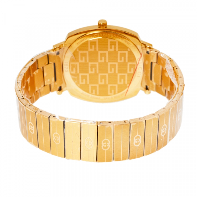 Pre Owned Gucci Yellow Gold PVD Coated Stainless Steel Grip YA157409 Women's Wristwatch 38 mm