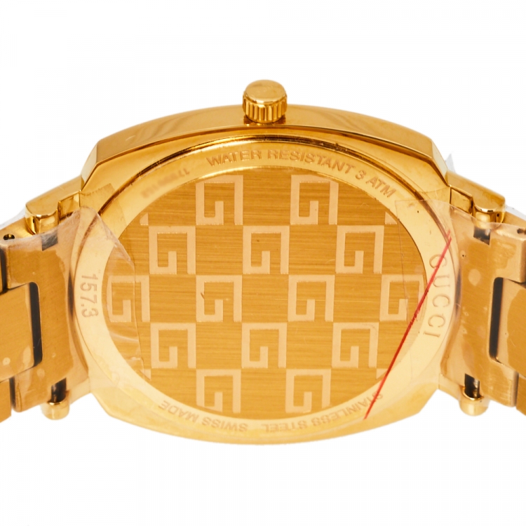 Pre Owned Gucci Yellow Gold PVD Coated Stainless Steel Grip YA157409 Women's Wristwatch 38 mm