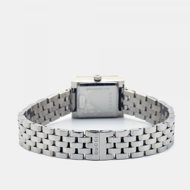 Pre Owned Gucci Grey Stainless Steel G-Frame YA128403 Women's Wristwatch 19 mm