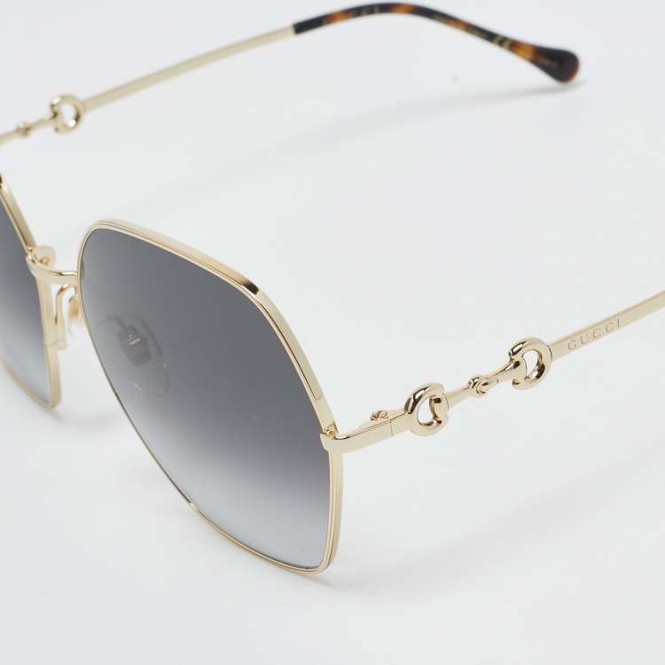 Pre Owned Gucci Black Gradient GG1335S Horsebit Square Sunglasses