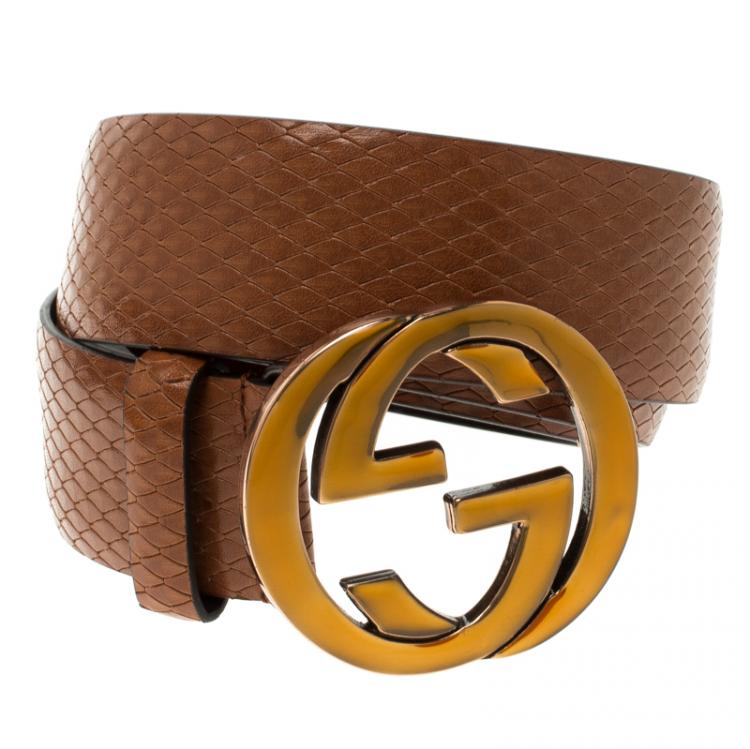 Gucci Belt with Interlocking G Buckle in Orange for Men