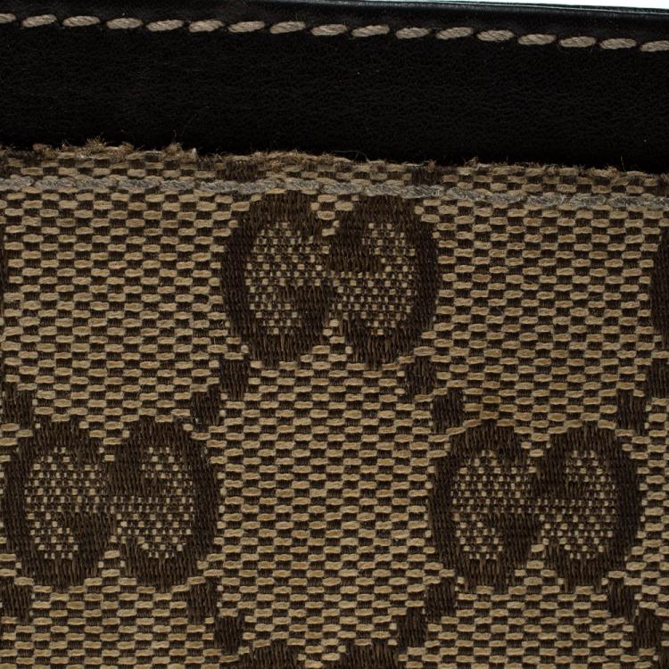 Pre Owned Gucci Beige/Brown GG Canvas and Leather Card Case