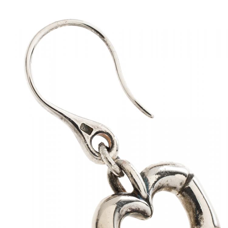 Pre Owned Gucci Bamboo Heart Silver Hook Earrings