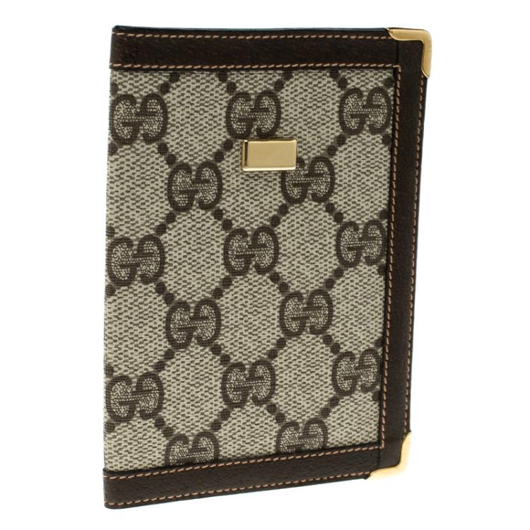 Pre Owned Gucci Beige/Brown Canvas and Pig Skin Leather Card Holder