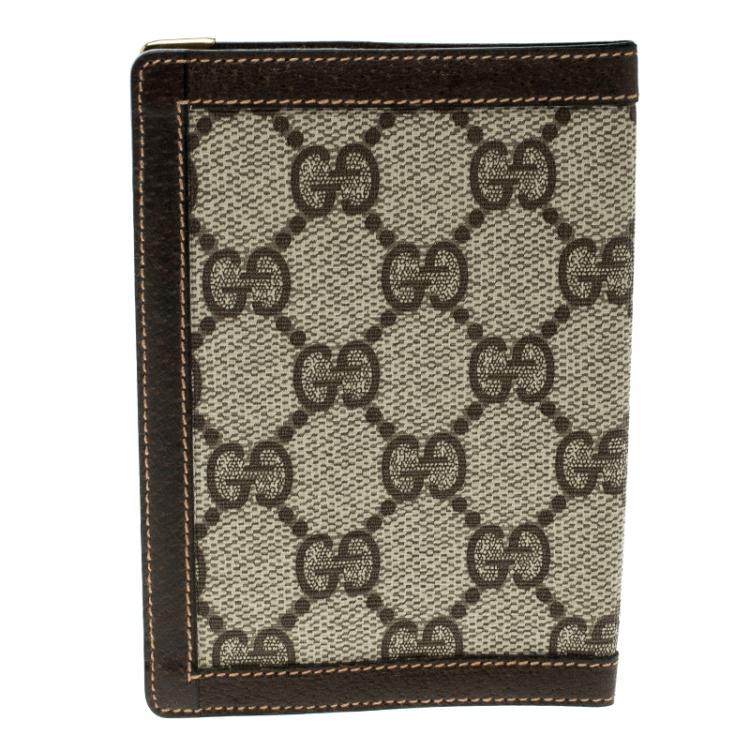 Pre Owned Gucci Beige/Brown Canvas and Pig Skin Leather Card Holder