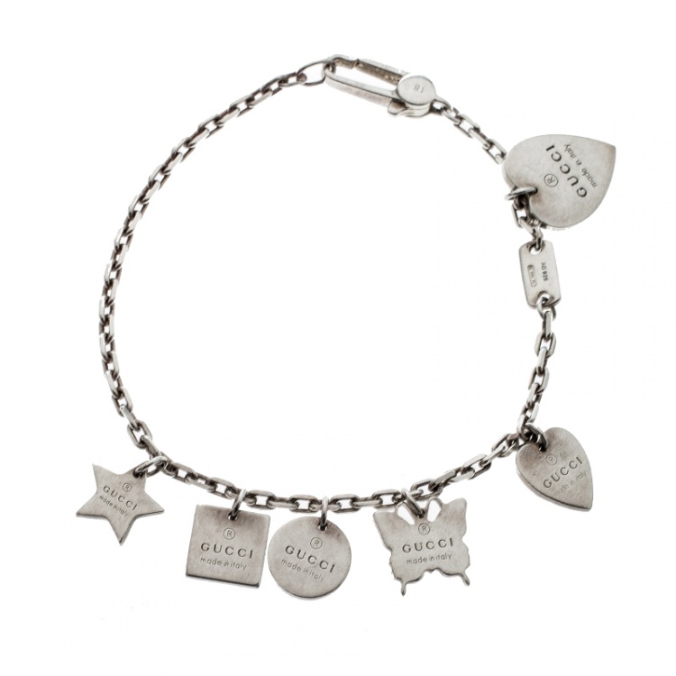 مملوكة مسبقًا Gucci Trademark Silver Charm Bracelet 18cm
