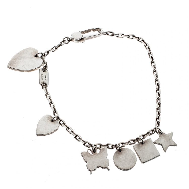 مملوكة مسبقًا Gucci Trademark Silver Charm Bracelet 18cm