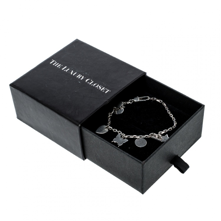 مملوكة مسبقًا Gucci Trademark Silver Charm Bracelet 18cm