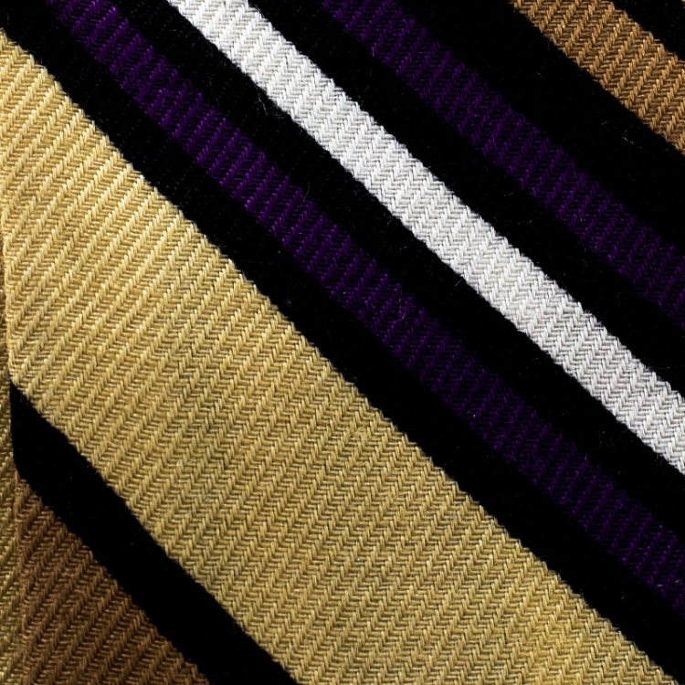 Pre Owned Gucci Multicolor Striped Silk Cashmere Tassel Detail Neck Scarf