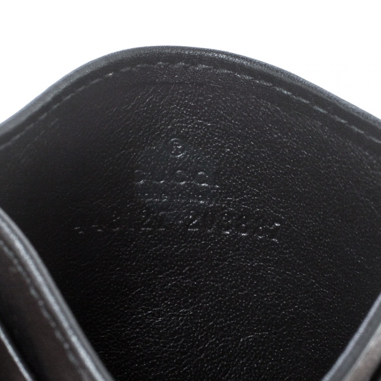 Pre Owned Gucci Black Matelasse Leather Marmont Card Case