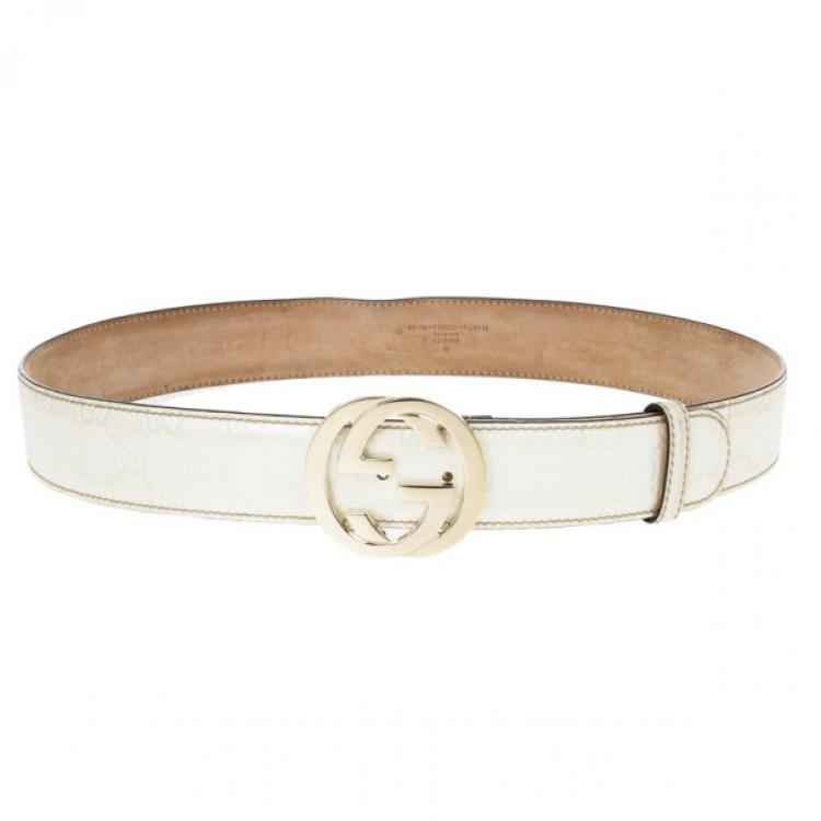 white gucci belt gold buckle