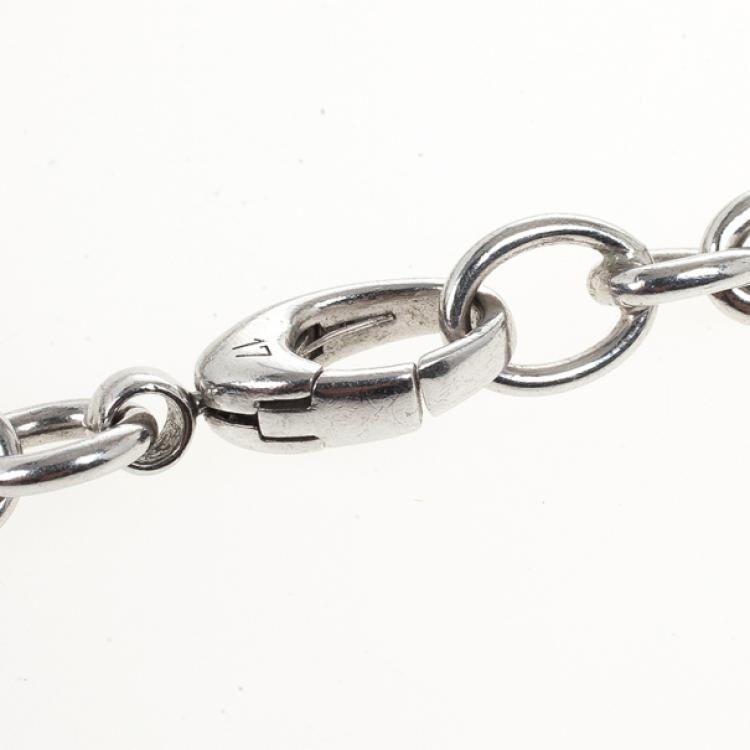 Pre Owned Gucci Interlocking G Charm Silver Bracelet