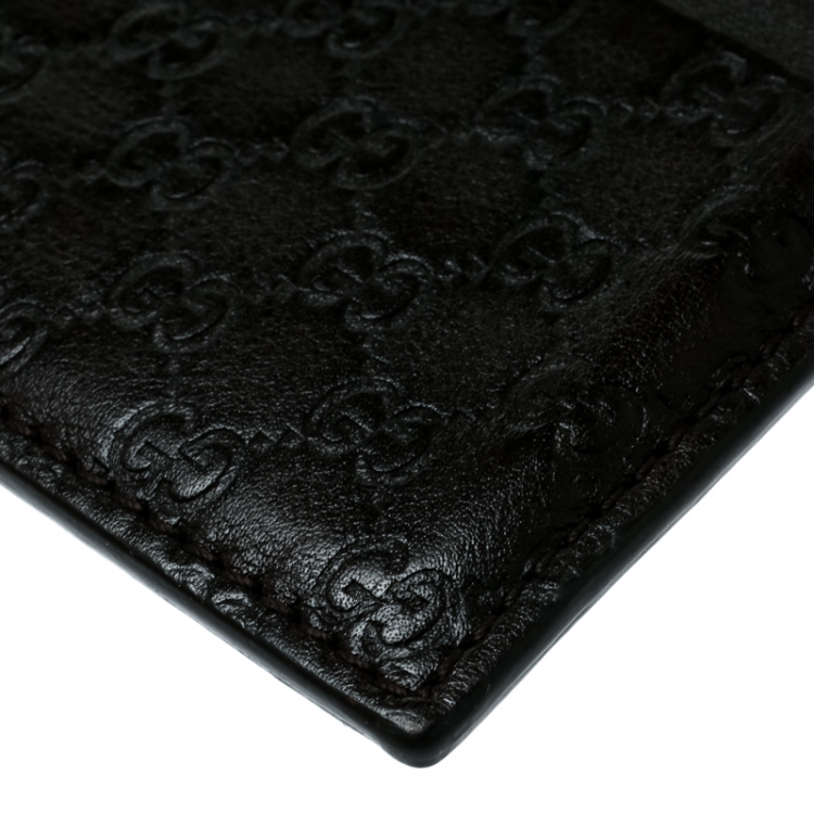 Pre Owned Gucci Dark Brown Microguccissima Leather Card Case