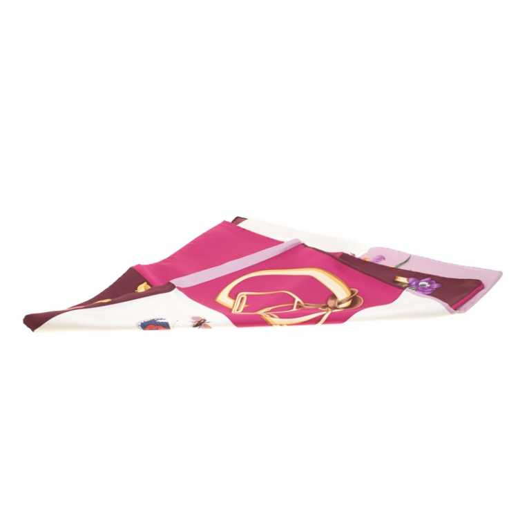 مملوكة مسبقًا Gucci Multicolor Butterflies Handbags Horsebit Printed Silk Square Scarf