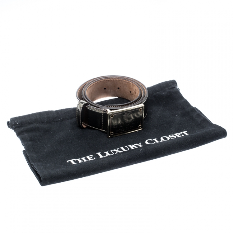 Pre Owned Gucci Metallic Leather Buckle Belt 95 CM