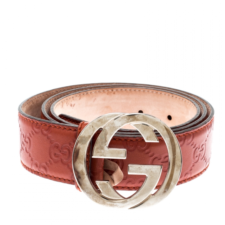 Gucci Interlocking G Belt Monogram Guccissima Red in Leather with  Silver-Tone - US