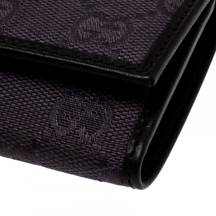 Pre Owned Gucci Lilac/Black GG Canvas and Leather 6 Key Case