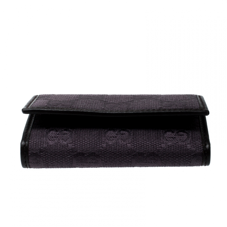 Pre Owned Gucci Lilac/Black GG Canvas and Leather 6 Key Case