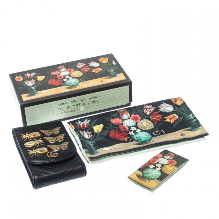 Pre Owned Gucci Black Animal Studs Leather GG Marmont Belt Accessory