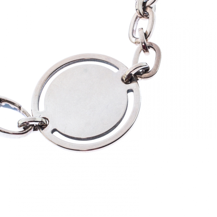Pre Owned Gucci Sterling Silver Round Tag Bracelet