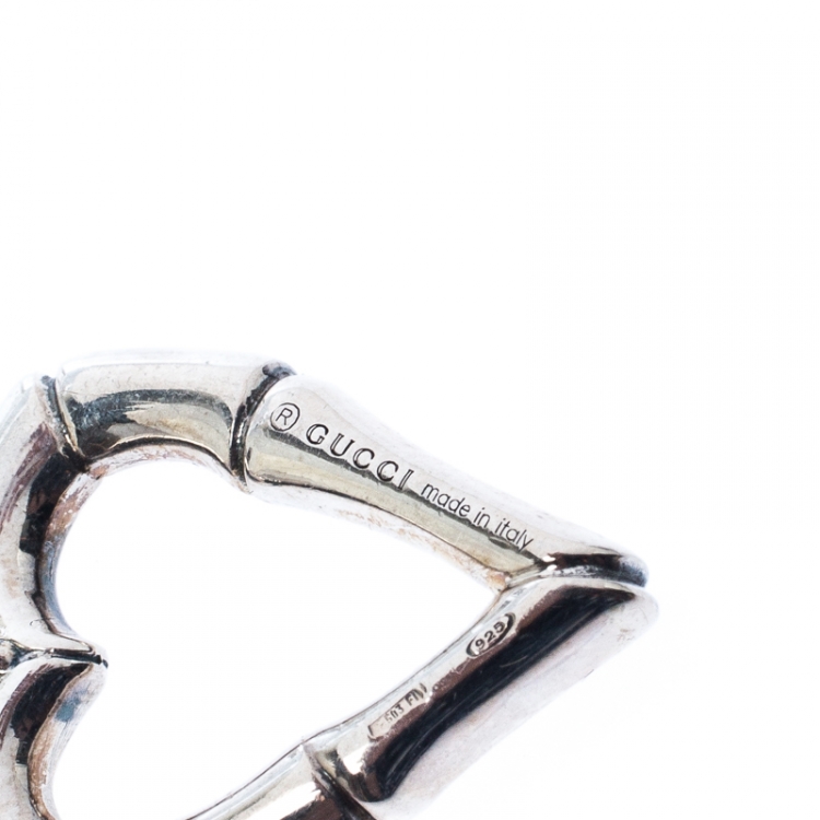 Pre Owned Gucci Bamboo Heart Silver Hook Earrings