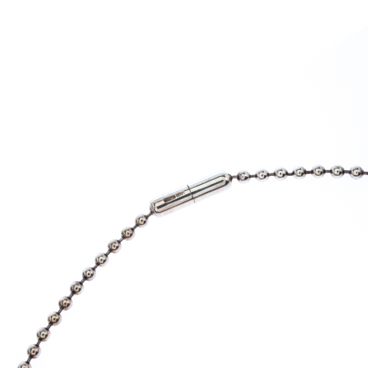 Pre Owned Gucci Sterling Silver Double Dog Tag Pendant Necklace