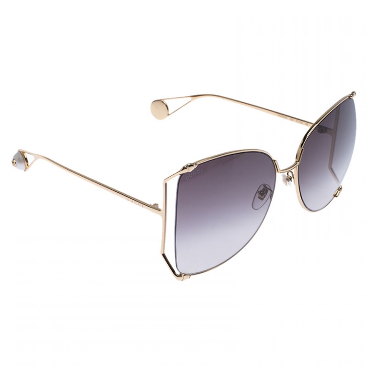 Gucci Gold/Grey Gradient GG0252S Oversized Butterfly Sunglasses Gucci | TLC