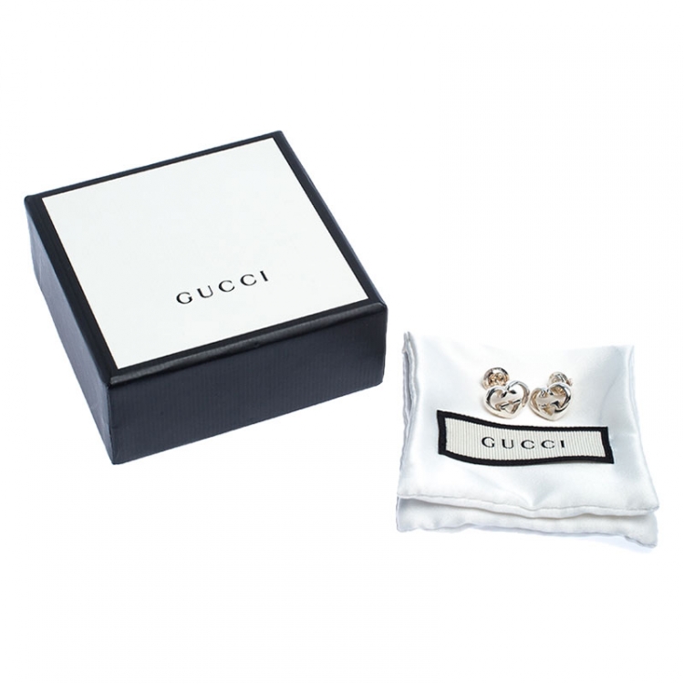 Pre Owned Gucci Sterling Silver Love Britt Stud Earrings