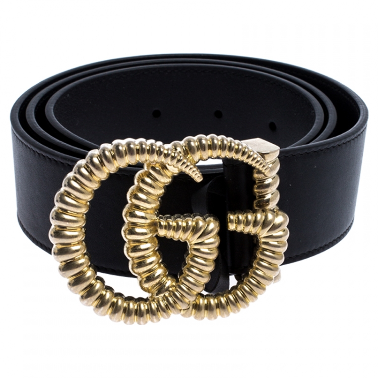 Gucci Black Leather GG Marmont Belt 90CM Gucci