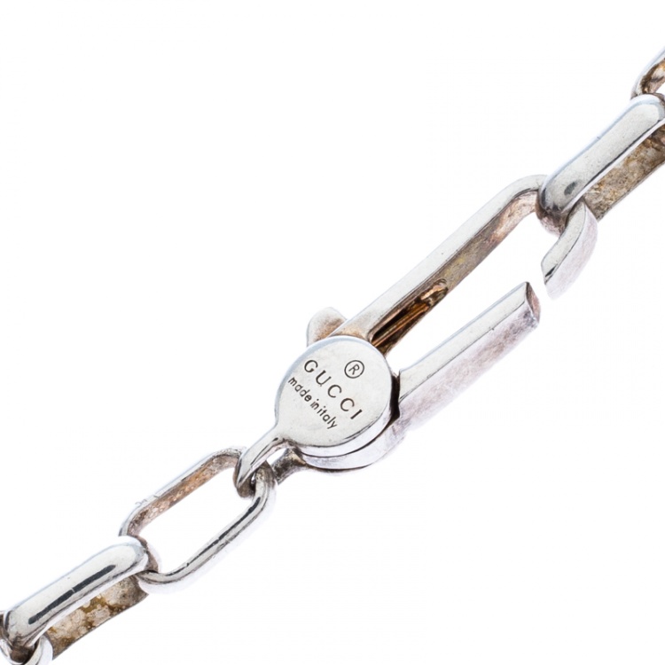 Pre Owned Gucci GG Interlocking Silver Chain Link Bracelet