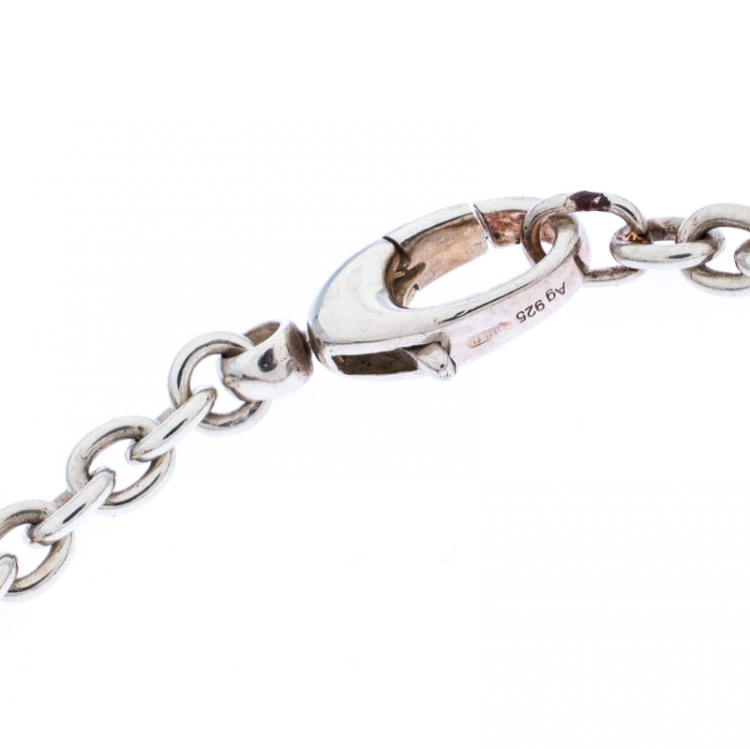 Pre Owned Gucci Silver Chain Link Charm Bracelet