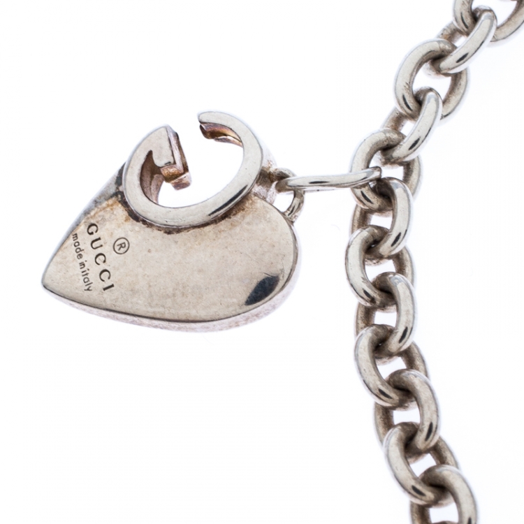 Pre Owned Gucci Silver Chain Link Charm Bracelet