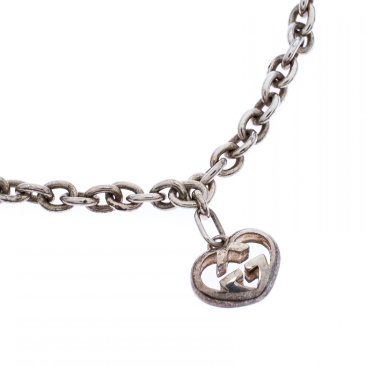 Pre Owned Gucci Silver Chain Link Charm Bracelet