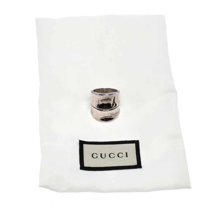 Pre Owned Gucci Sterling Silver Bamboo Ring Size EU 52