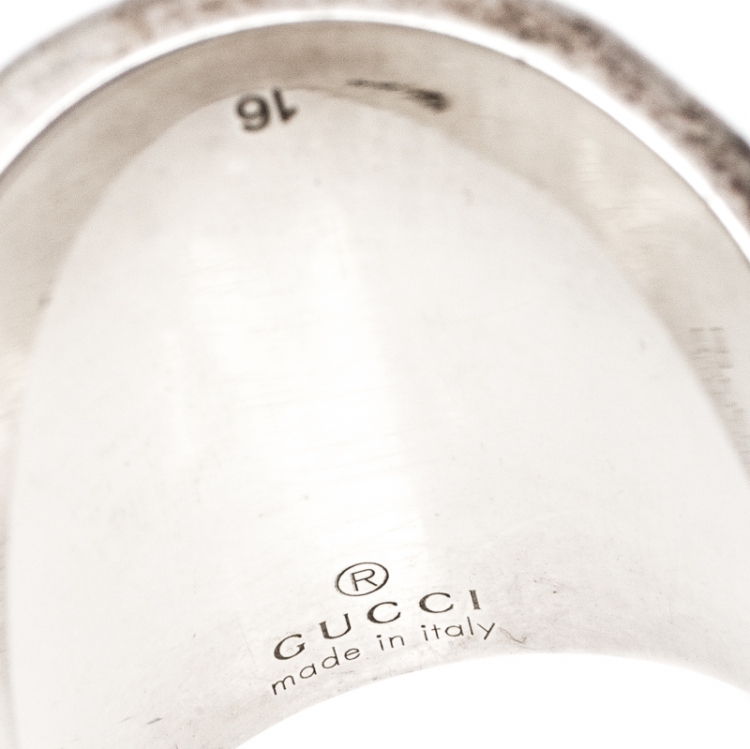 مملوكة مسبقًا Gucci Bamboo Silver Wide Band Ring Size 57