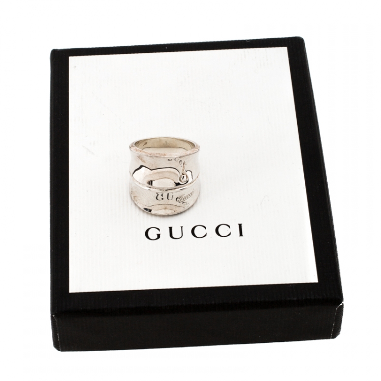 مملوكة مسبقًا Gucci Bamboo Silver Wide Band Ring Size 57