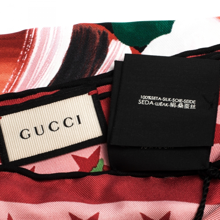 Pre Owned Gucci Black Jakam Print Silk Square Scarf